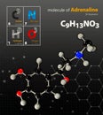 Illustration of Adrenaline Molecule black background Royalty Free Stock Photo