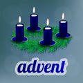 Illustration of Advent wreath with blue elements