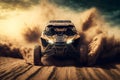 Adventure buggy extreme ride on dirt track, sports