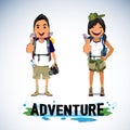 A illustration of adventure tourism - boy and girl