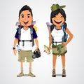 A illustration of adventure tourism - boy and girl - vect