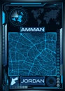 Illustration of an aerial map of Amman, Jordan Royalty Free Stock Photo