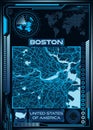 Illustration of an aerial map of Boston, Massachusetts, USA Royalty Free Stock Photo