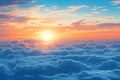 Aerial view of beautiful sunset above clouds Royalty Free Stock Photo