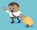 illustration african businessman Prepare a bag for travel eps.10