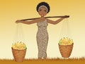 African woman brings bananas Royalty Free Stock Photo