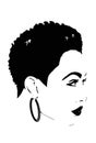 Illustration of african woman or girl with short afcro hair. Braided african hair in long rasta style