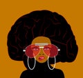 Illustration of an african woman with hairdo in form of a brain