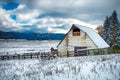 Illustration of an Aged Winter White Barn Royalty Free Stock Photo