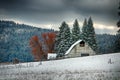 Illustration of an Aged Winter White Barn Royalty Free Stock Photo