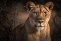 A Closeup of a Lioness Looking at its Prey Royalty Free Stock Photo