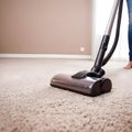 Brown carpet in the living room with a vacuum cleaner Creative Banner