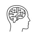 Illustration of ai in human brain icon design in outline style. Royalty Free Stock Photo