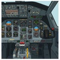 Illustration of an airplane cockpit dashboard showcasing various controls and Royalty Free Stock Photo