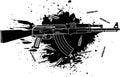 vector illustration of Ak-47, bullets and blood