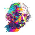 Illustration of Albert Einstein on color facet pop art portrait, vector illustration Royalty Free Stock Photo