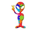 Illustration of an alien of colorful puzzles on an isolated background