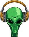 vector illustration of Alien head with headphones.