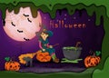 Illustration on 3 all saints day eve holiday theme, Halloween background design in 3D paper cut style Royalty Free Stock Photo