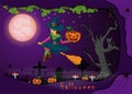 Illustration on 2 all saints day eve holiday theme, Halloween background design in 3D paper cut style Royalty Free Stock Photo