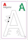 Alphabet Picture Letter `A` Colouring Page. Alligator Craft.