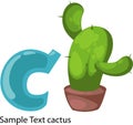 Illustration alphabet letter c-cactus
