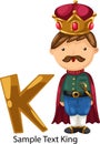 Illustration alphabet letter k-king