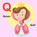 Illustration Alphabet Letter Q-Queen,Quill Royalty Free Stock Photo