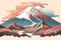 Illustration of alpine mountains in creme background