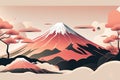 Illustration of alpine mountains in creme background