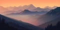 illustration of amazing mountain landscape of mountain ranges in the fog Royalty Free Stock Photo