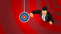 Illustration of an ambitious businessman on a target
