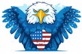 Illustration of an american bald eagle with USA flag in the background done in cartoon style. Royalty Free Stock Photo