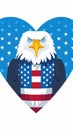 Illustration of an american bald eagle with USA flag in the background done in cartoon style. Royalty Free Stock Photo