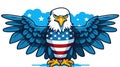 Illustration of an american bald eagle with USA flag in the background done in cartoon style. Royalty Free Stock Photo