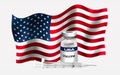 Illustration of American flag with vaccine vial and Syringe. Serie Concept Vaccination