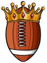 An illustration of an American football ball wearing a golden crown. vector Royalty Free Stock Photo