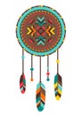 Illustration of american indians dreamcatcher. Ethnic image in native style. Royalty Free Stock Photo