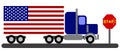 Illustration of an American truck stopped on China borders