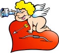 Illustration of an Amor Angel Boy looking for Royalty Free Stock Photo