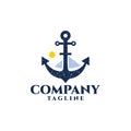 The illustration of an anchor combined with a sailing vessel is suitable for logos related to the marine industry