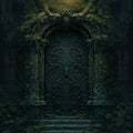 Illustration of an ancient fantasy door.