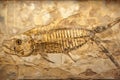 Ancient fish fossil complete skeleton, animals, marine life Royalty Free Stock Photo