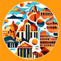 Illustration of the ancient Greek city of Athens, Greece. Vector illustration AI generated Royalty Free Stock Photo