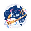 Illustration of ancient musical instruments of the aborigines of Australia-didgeridoo. Design concept template for a flyer or invi Royalty Free Stock Photo