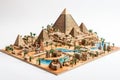 illustration of An ancient pyramid stands in the desert Large pano, Generative ai