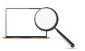 Realistic Laptop And Magnifying Glass - Magnifying Glass with Laptop