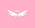 Illustration angel wings isolated on pink background