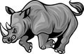 Angry attacking rhino cartoon character