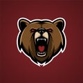 Angry Bear Head Mascot E-sport Logo Vector Illustration Design Concept. Royalty Free Stock Photo